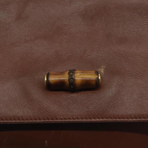 GUCCI Bamboo Shoulder Bag Leather Brown Gold 001 14 001 14 - Picture 14 of 16